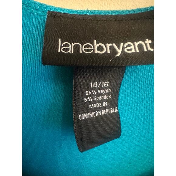 Lane Bryant Teal Beaded Neck Sleeveless Tiered Dress Size 14/16 - Picture 2 of 6